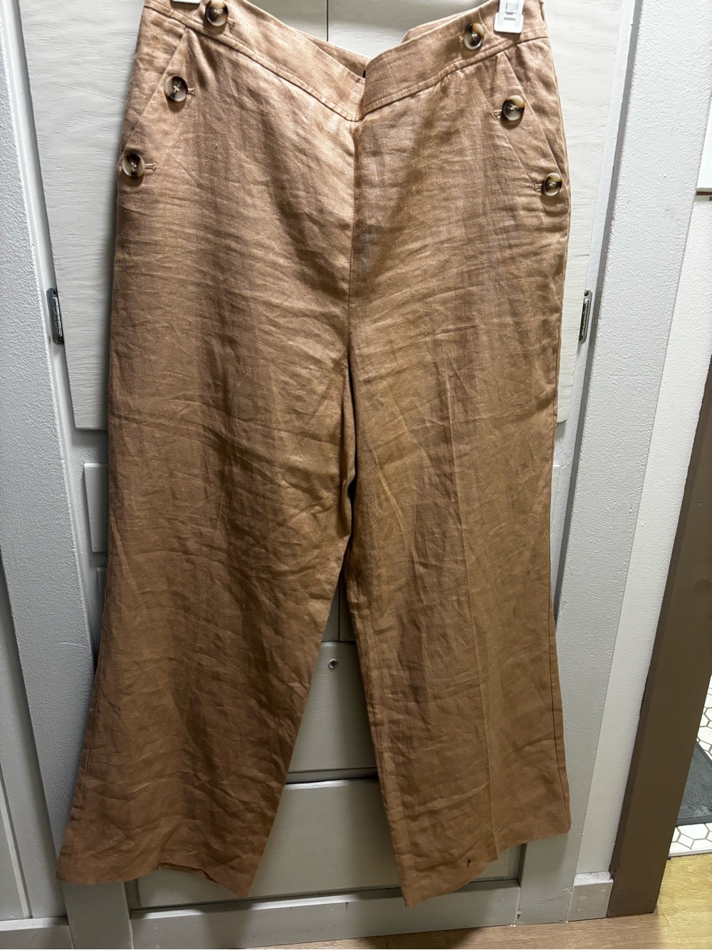 Talbots Wide-Leg Linen-Blend Pants in Camel